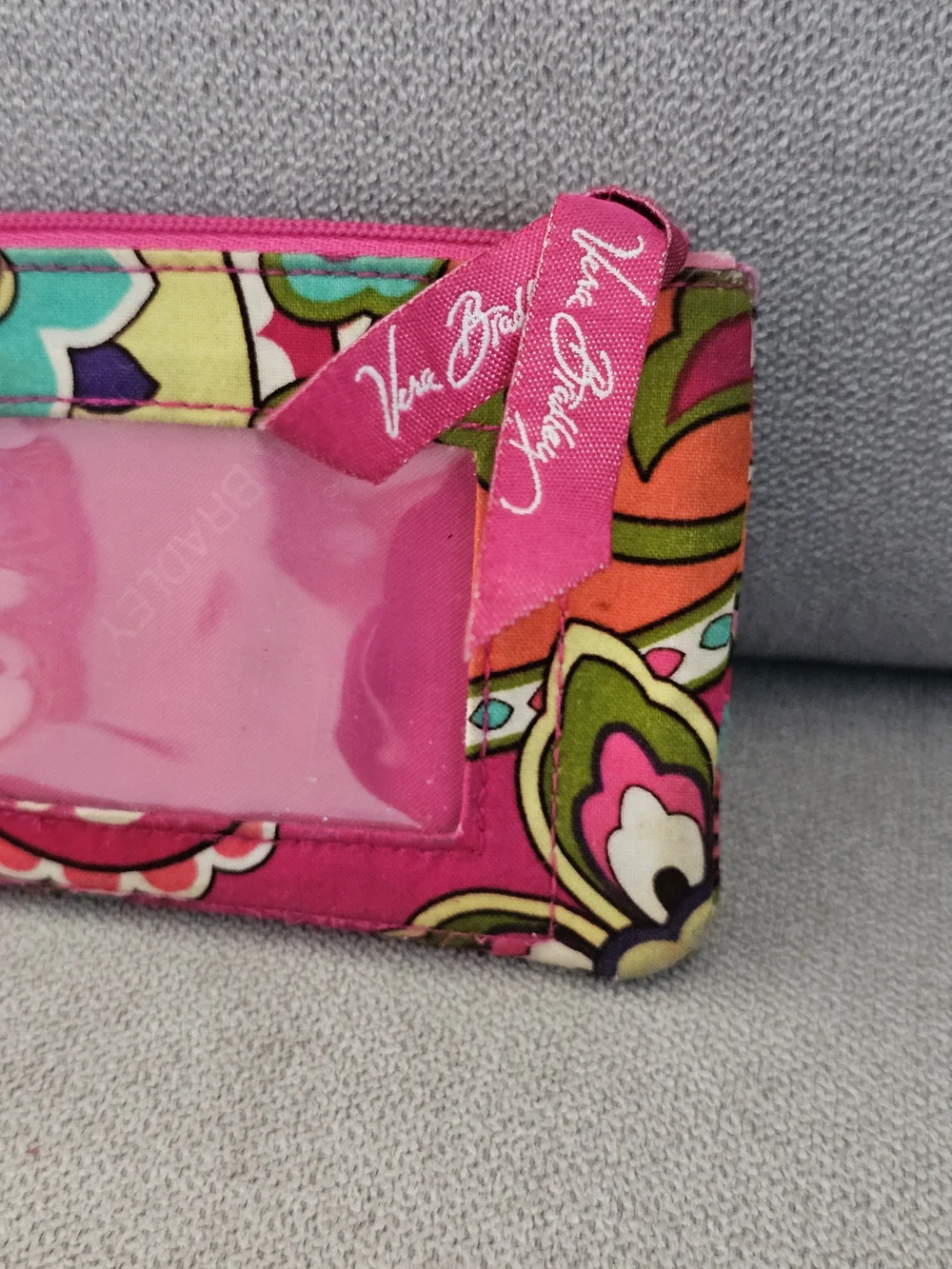 Vera Bradley Hot Pink Floral ID Card Holder Wristlet - Picture 3 of 5
